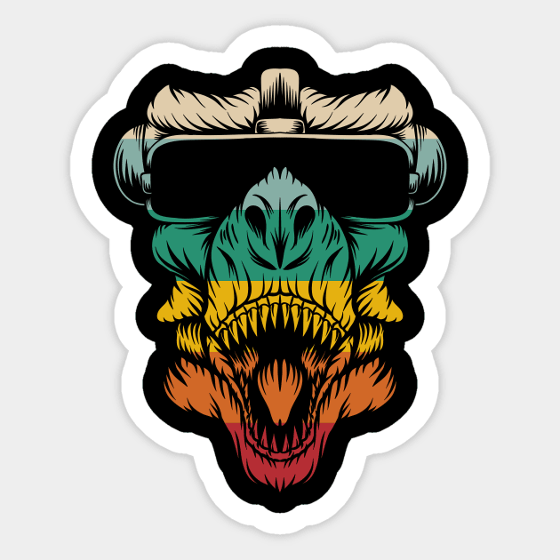 Retro colorful monkey Sticker by Maticpl